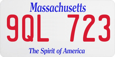 MA license plate 9QL723