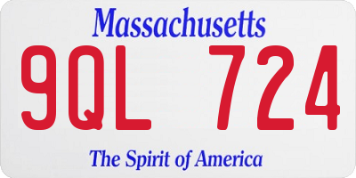 MA license plate 9QL724