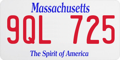 MA license plate 9QL725