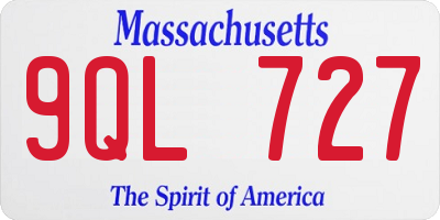 MA license plate 9QL727
