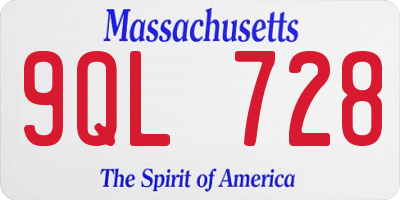 MA license plate 9QL728