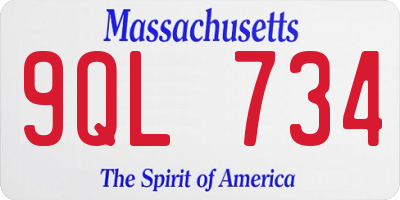 MA license plate 9QL734