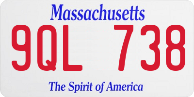 MA license plate 9QL738