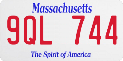 MA license plate 9QL744