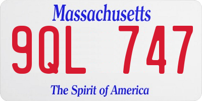 MA license plate 9QL747