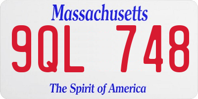 MA license plate 9QL748