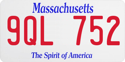 MA license plate 9QL752