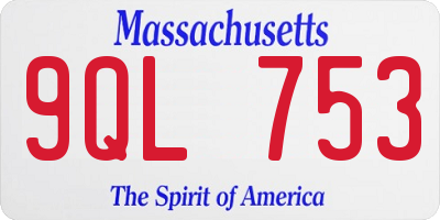 MA license plate 9QL753