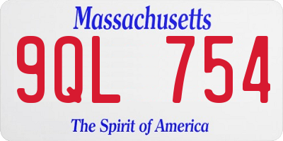 MA license plate 9QL754