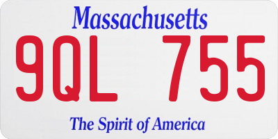 MA license plate 9QL755