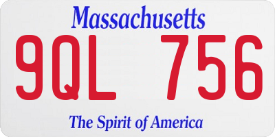 MA license plate 9QL756