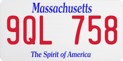 MA license plate 9QL758