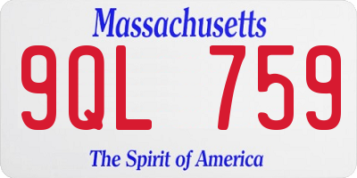 MA license plate 9QL759