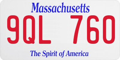 MA license plate 9QL760