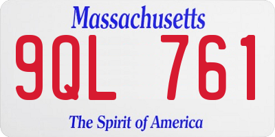 MA license plate 9QL761