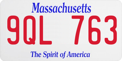 MA license plate 9QL763