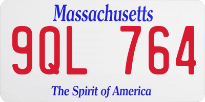 MA license plate 9QL764