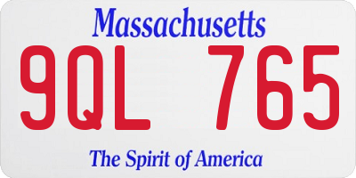 MA license plate 9QL765