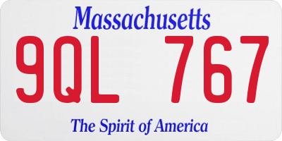 MA license plate 9QL767