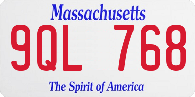 MA license plate 9QL768