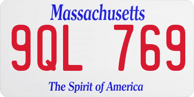 MA license plate 9QL769