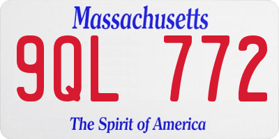 MA license plate 9QL772