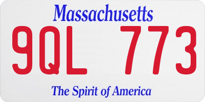 MA license plate 9QL773