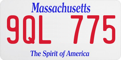 MA license plate 9QL775