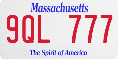 MA license plate 9QL777