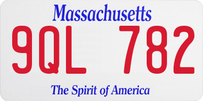 MA license plate 9QL782