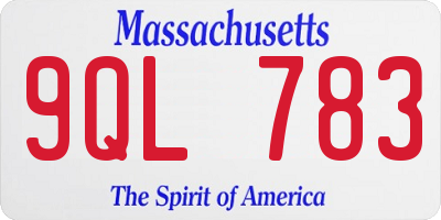 MA license plate 9QL783