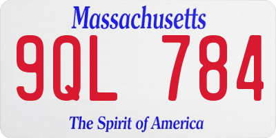 MA license plate 9QL784
