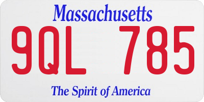 MA license plate 9QL785