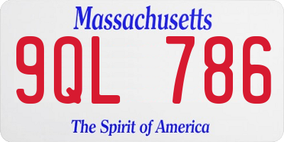 MA license plate 9QL786