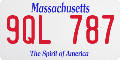 MA license plate 9QL787