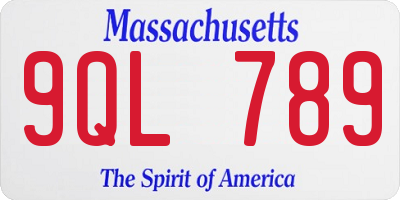 MA license plate 9QL789