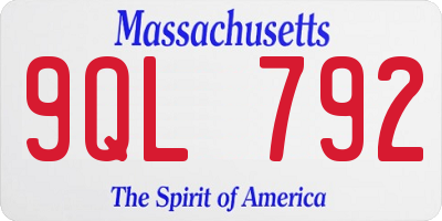 MA license plate 9QL792