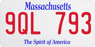 MA license plate 9QL793