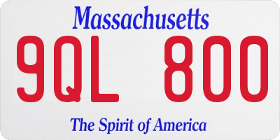 MA license plate 9QL800