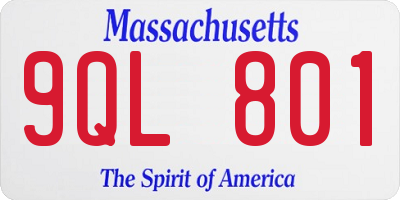 MA license plate 9QL801