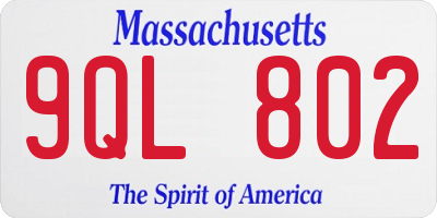 MA license plate 9QL802