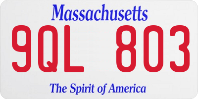 MA license plate 9QL803