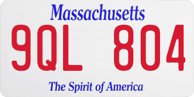 MA license plate 9QL804