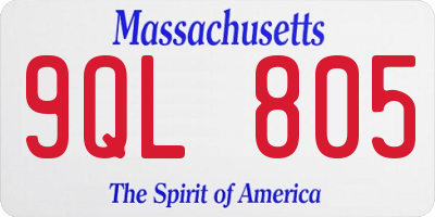 MA license plate 9QL805