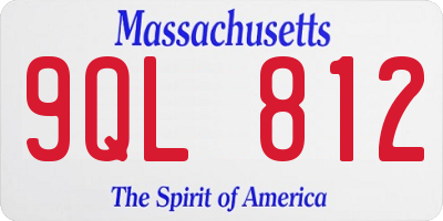 MA license plate 9QL812