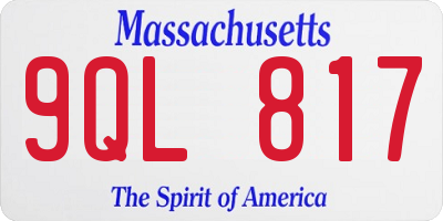 MA license plate 9QL817