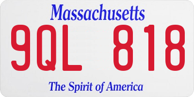 MA license plate 9QL818