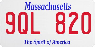 MA license plate 9QL820