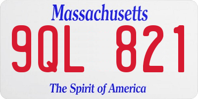 MA license plate 9QL821