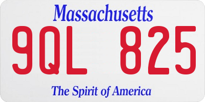 MA license plate 9QL825